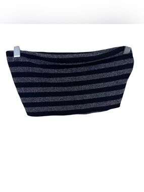3/$15 Windsor metallic silver and back Striped Tube Top size m